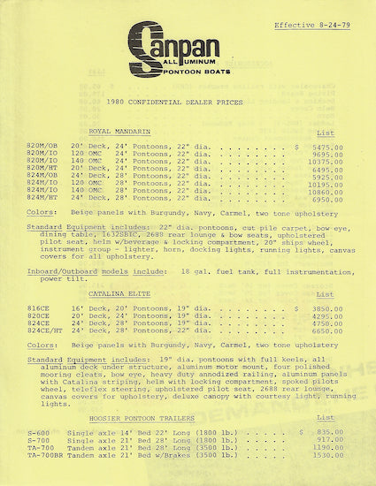 Sanpan 1980 Pontoon Brochure