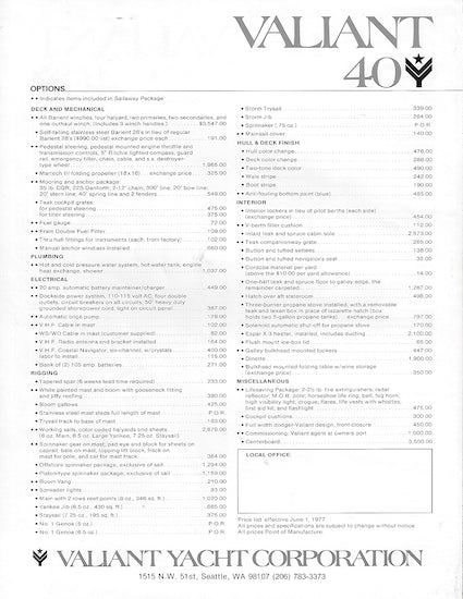 Valiant 40 Brochure
