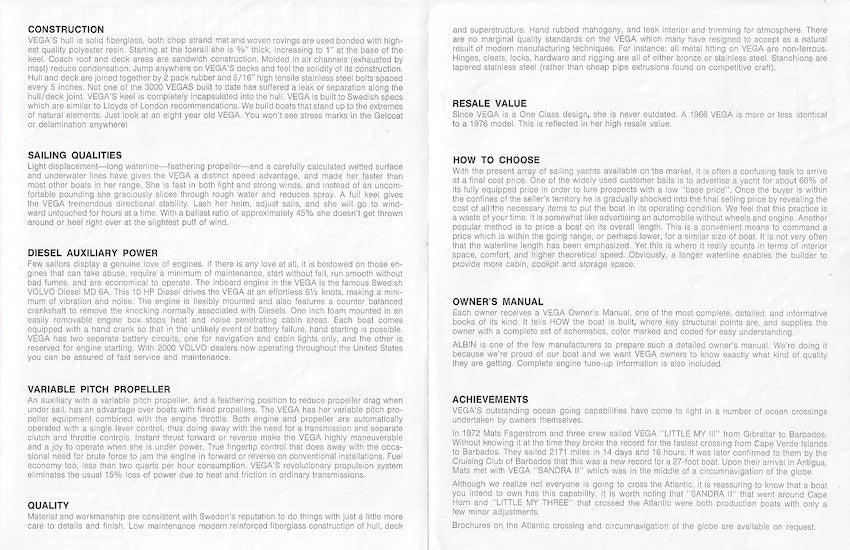 Albin 27 Vega Brochure