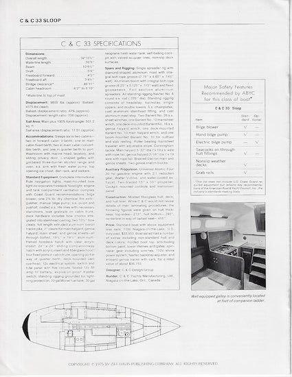 C&C 33 Boating Magazine Reprint Brochure