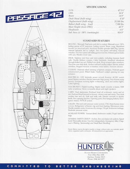 Hunter Passage 42 Launch Brochure