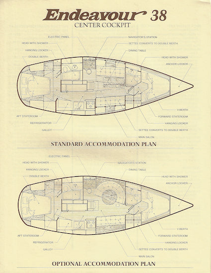 Endeavour 38 Center Cockpit Specification Brochure