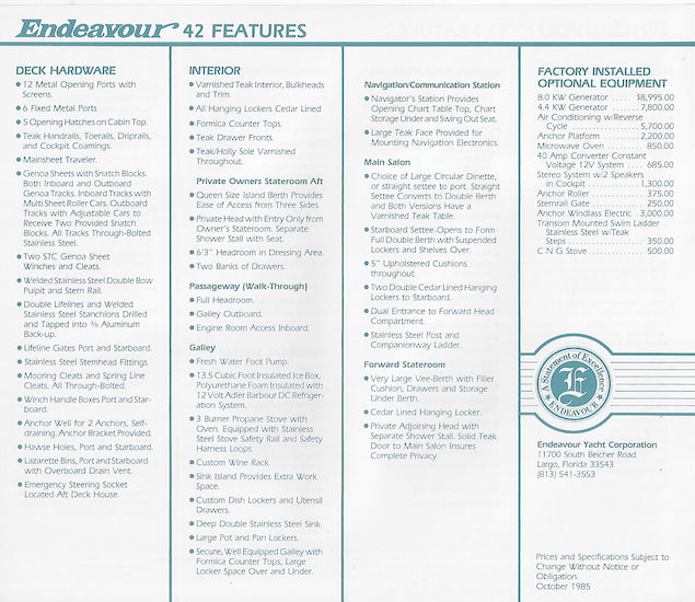 Endeavour 42 Brochure