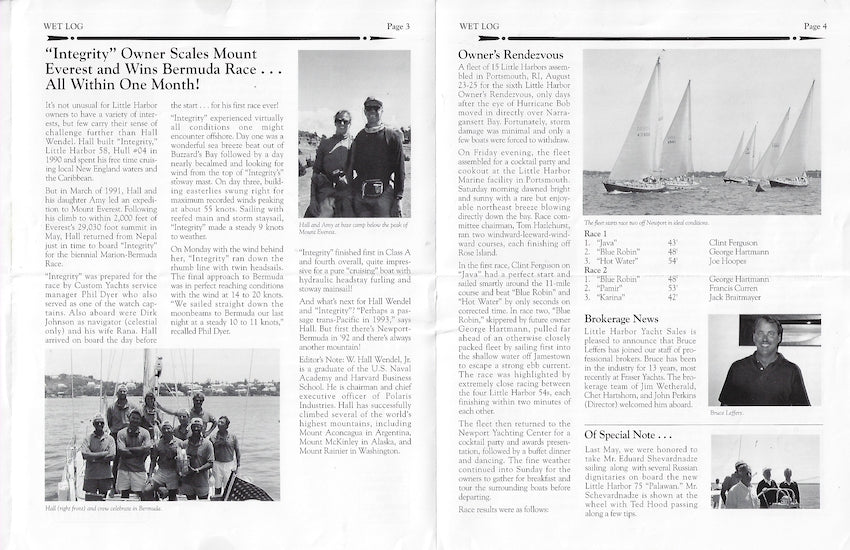 Hood / Little Harbor Wet Log Newsletter - Fall 1991