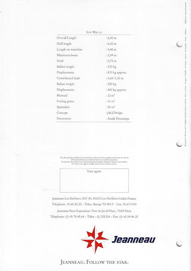 Jeanneau Sun Way 21 Brochure