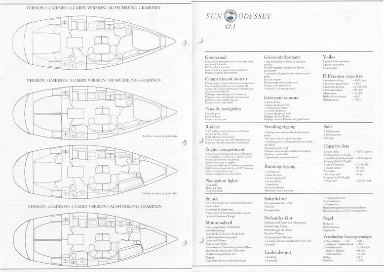 Jeanneau Sun Odyssey 42.1 Specification Brochure