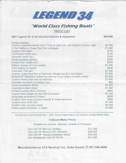 A1A Legend 34 Brochure