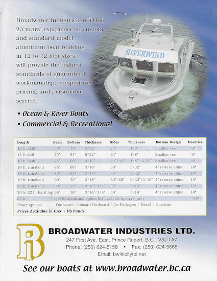 Broadwater Aluminum Welded Boats Brochure