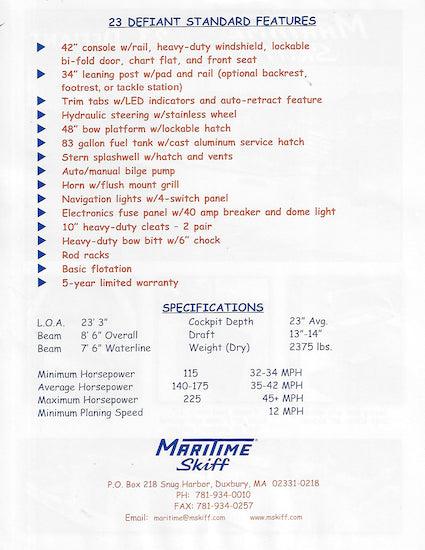 Maritime Skiff Defiant 23 Brochure