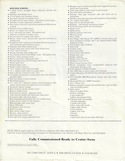 CHB 41 Long Range Trawler Specification Brochure