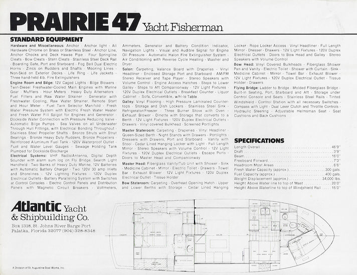Atlantic Prairie 47 Yacht Fisherman Brochure