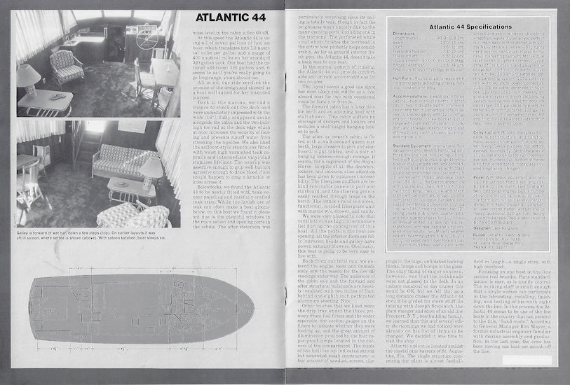 Atlantic 44 Long Range Cruiser Boating Magazine Reprint Brochure