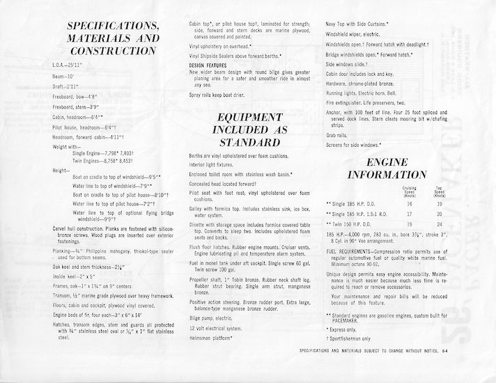 Pacemaker Pacer 26 Specification Brochure