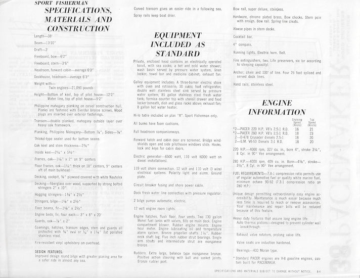 Pacemaker 38 Specification Brochure