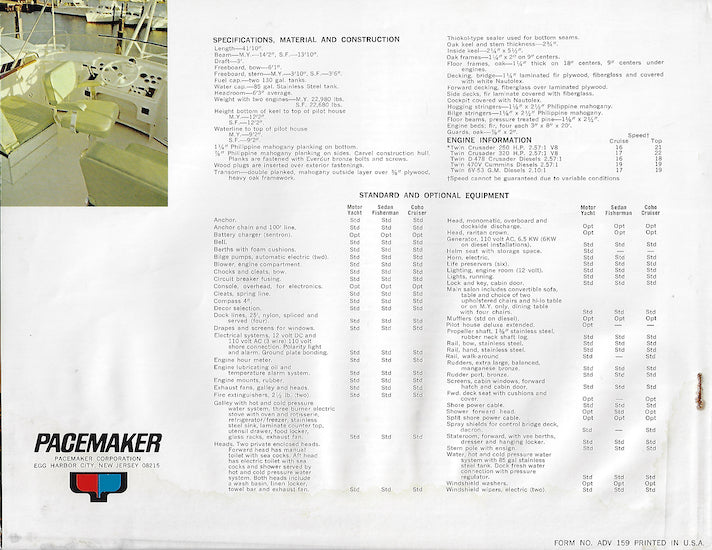 Pacemaker 42 Motor Yacht & Sportfishermen Brochure