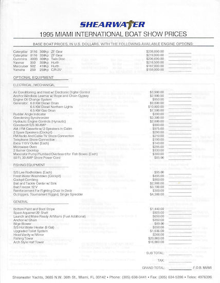 Shearwater 33 Launch Brochure
