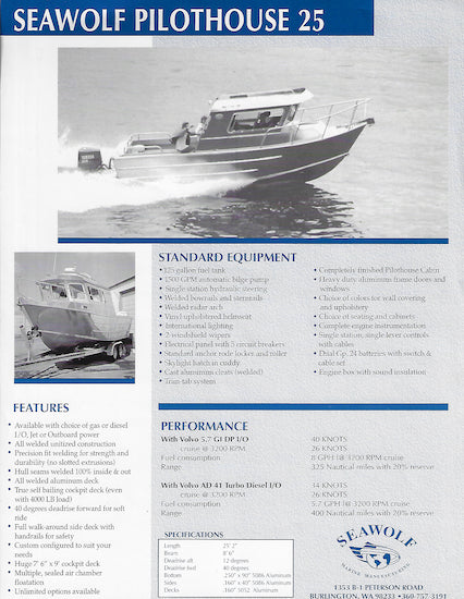 Seawolf Pilothouse 25 Brochure