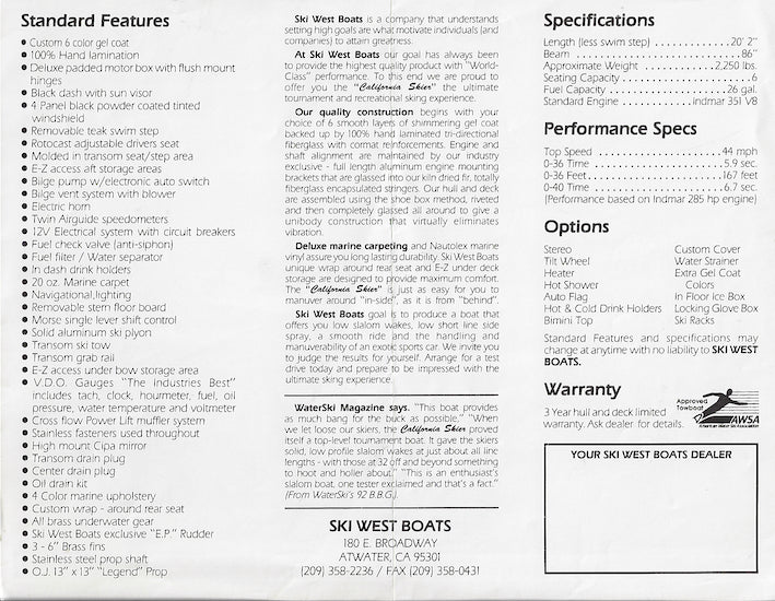 Ski West California Skier Brochure