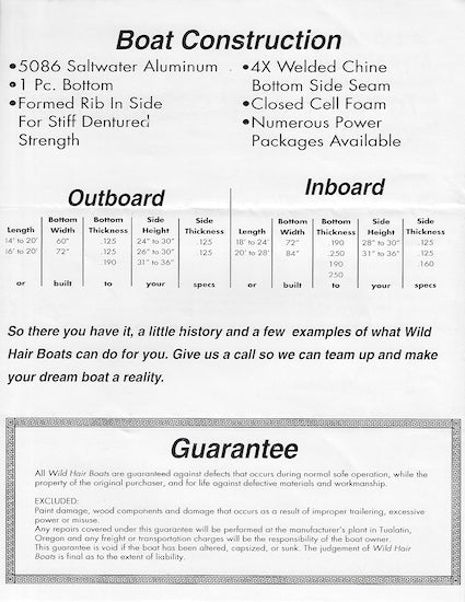 Wild Hair Custom Boats Brochure