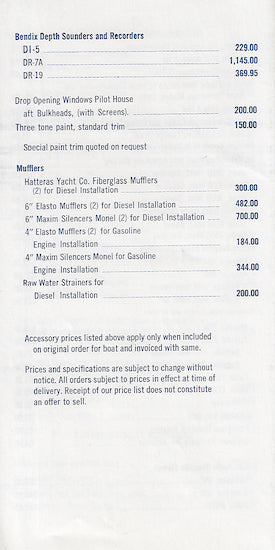 Hatteras 41 Convertible 1962 Price Brochure