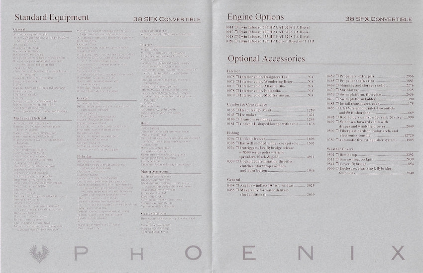 Phoenix 38 SFX Convertible Specification Brochure
