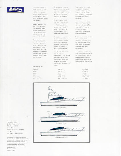Hatteras 39 Sport Express Brochure