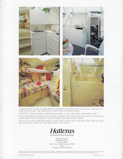 Hatteras 40 Motor Yacht & 42 Cockpit Motor Yacht Brochure