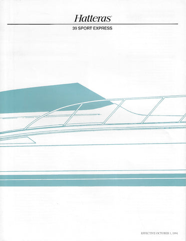 Hatteras 39 Sport Express Specification Brochure