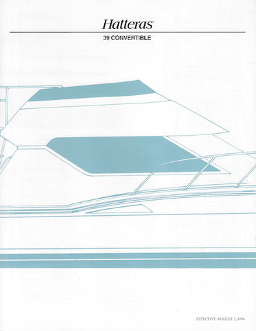 Hatteras 39 Convertible Specification Brochure