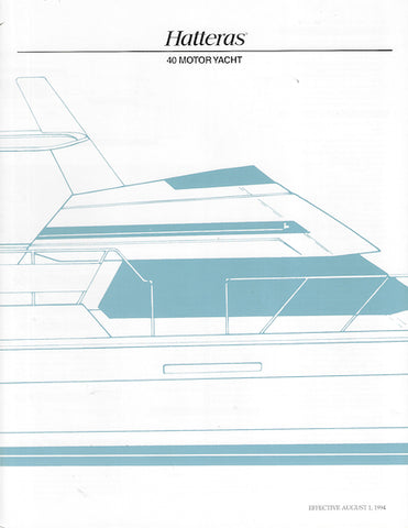 Hatteras 40 Motor Yacht Specification Brochure