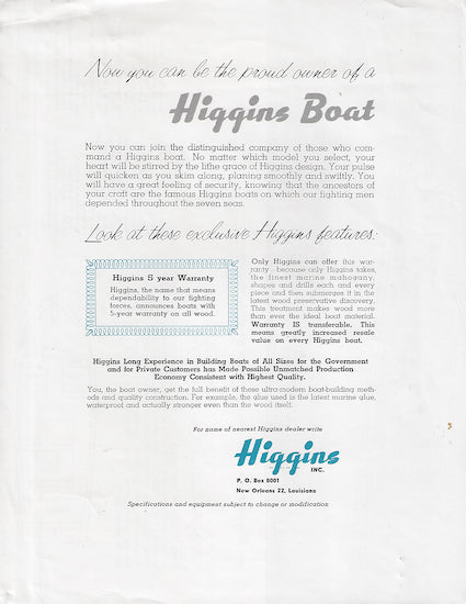 Higgins 23 Convertible Brochure