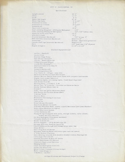 Out O' Gloucester 30 Brochure