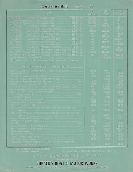 Zuback’s Sea Skiffs Brochure