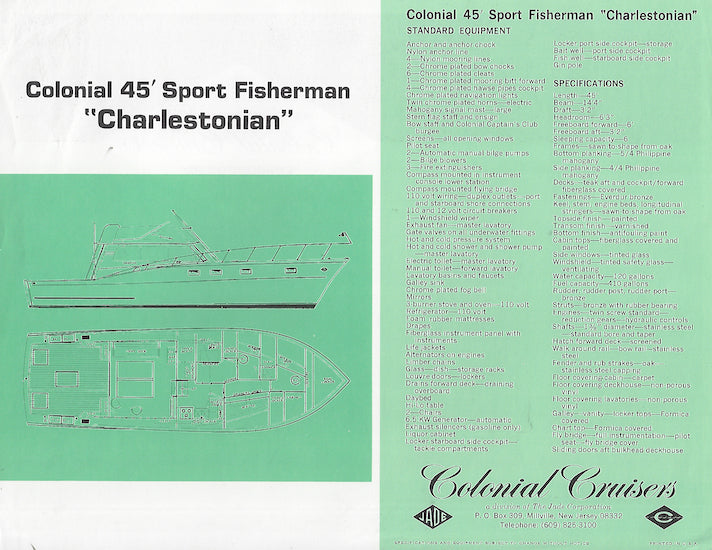 Colonial 45 Sport Fisherman Charlestonian Specification Brochure