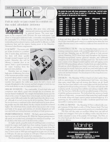 Mainship Pilot 30 Magazine Reprint Brochure