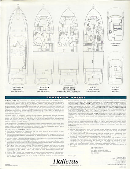 Hatteras 65 Convertible Specification Brochure
