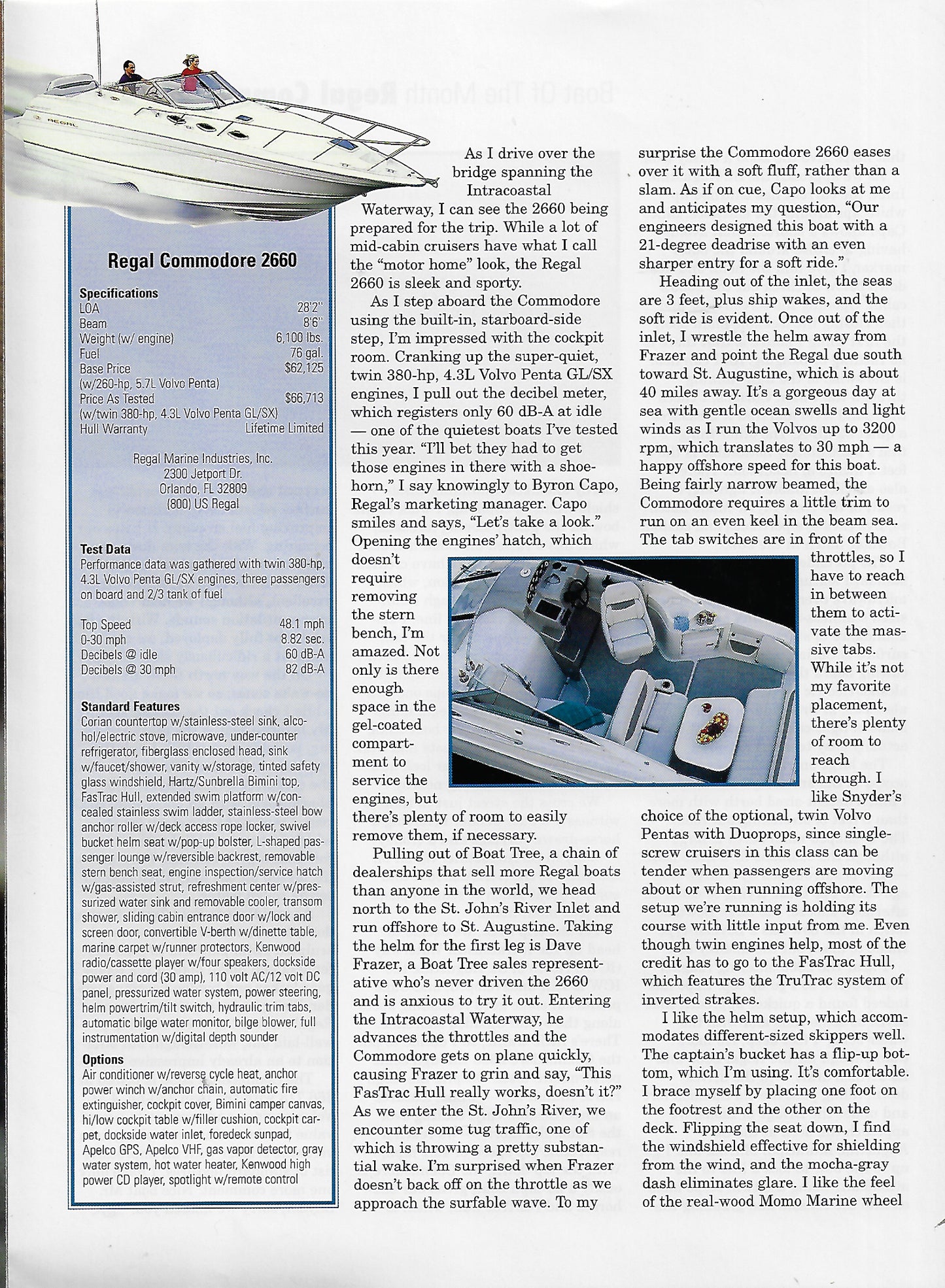 Regal Commodore 2660 Boating World Magazine Reprint Brochure
