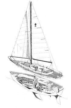 Coronado 32 Sail Plan and Interior Cut Away Drawing