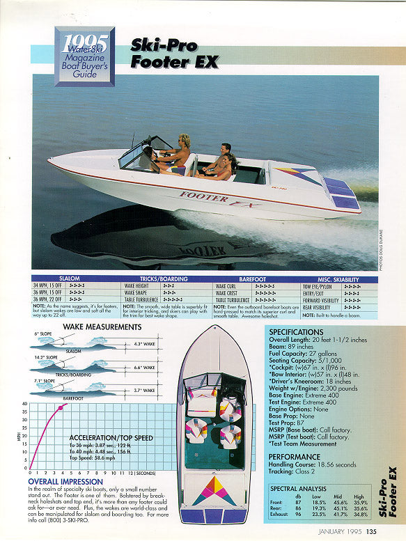Ski-Pro Footer EX Waterski Magazine Reprint Brochure