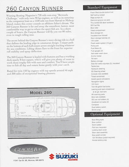Glacier Bay 260 Canyon Runner Brochure