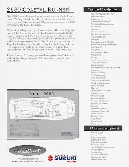 Glacier Bay 2680 Coastal Runner Brochure