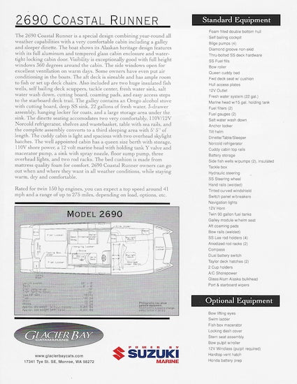 Glacier Bay 2690 Coastal Runner Brochure