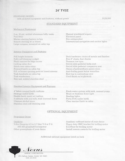 Nexus Tyee 24 Brochure