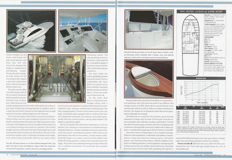 Ocean 62 Super Sport Power & Motoroyacht Magazine Reprint Brochure
