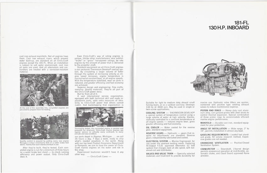 Chris Craft 1973 / 1974 Engine Brochure