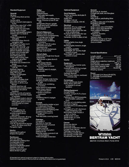 Bertram 42 Convertible  Brochure