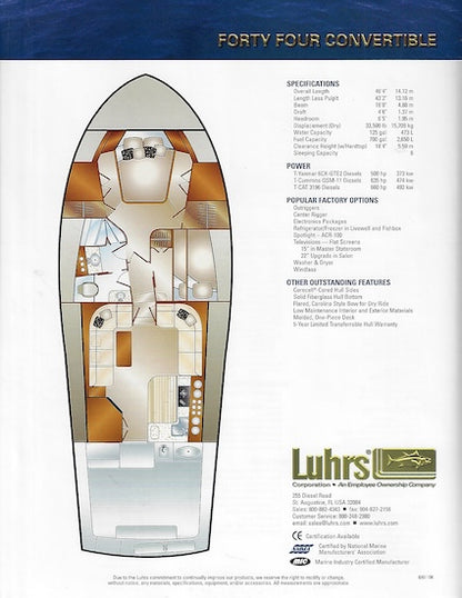Luhrs 44 Convertible Specification Brochure