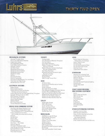 Luhrs 32 Open Specification Brochure – SailInfo I boatbrochure.com