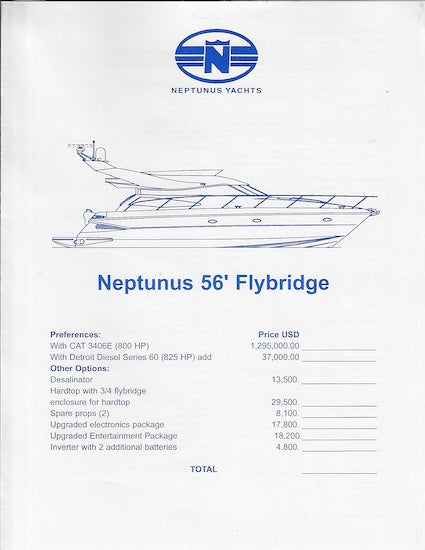 Neptunus 56 Flybridge Specification Brochure