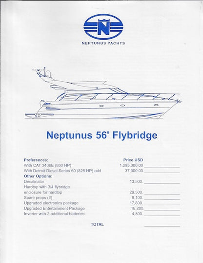 Neptunus 56 Flybridge Specification Brochure